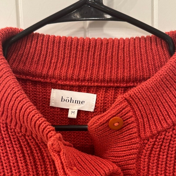Bohm Red/Rust Button-Up Cable Knit Sweater like new M - Picture 2 of 5